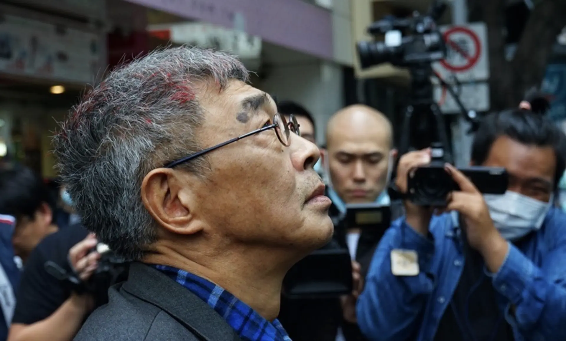 圖為林榮基(圖)在台開設香港銅鑼灣書店遭男子鄭啟龍、曾士晟、曾士峰潑漆。中央社