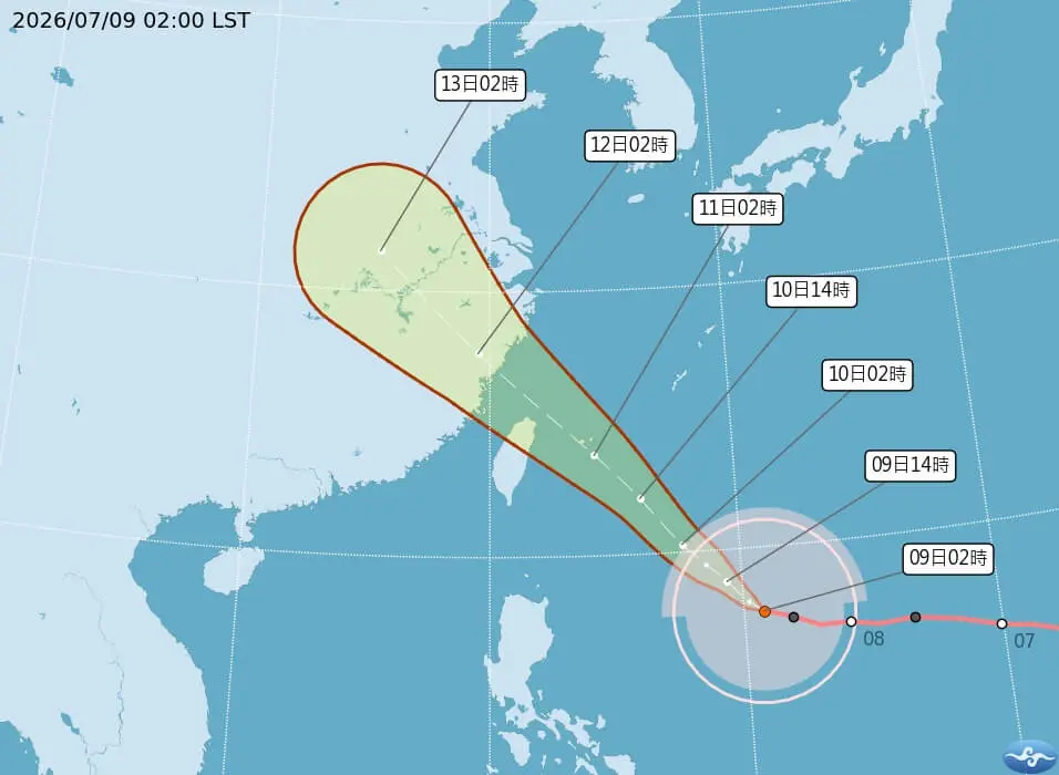 颱風巴威路徑潛勢預報。（圖取自氣象署網頁cwa.gov.tw）