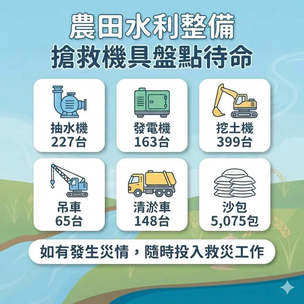 因應巴威颱風來襲，農田水利署也整備待命。翻攝自農田水利署 臉書