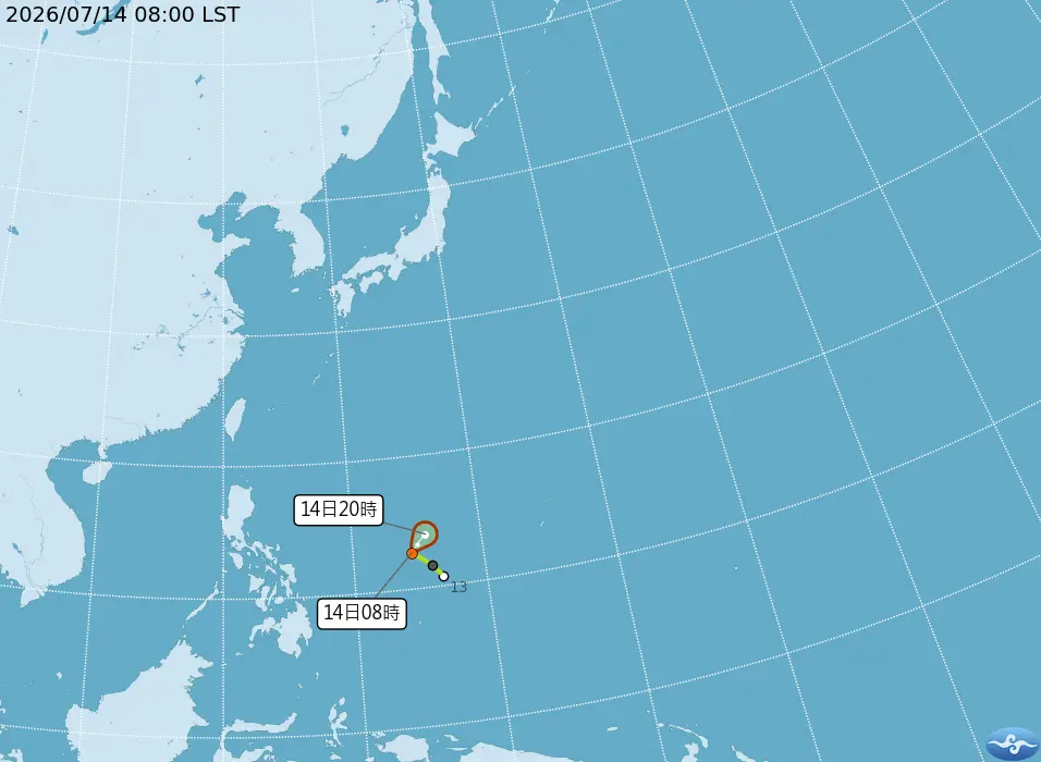 依氣象署最新資料顯示，今年第11號颱風海神勉強跨過輕颱門檻，增強條件不佳，壽命很短。中央氣象署提供