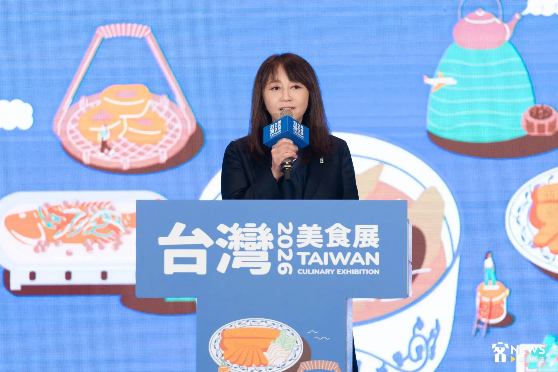 台灣觀光協會長簡余晏於2026台灣美食展前會上，推出攻略台灣美食展的3大秘笈。范修語攝