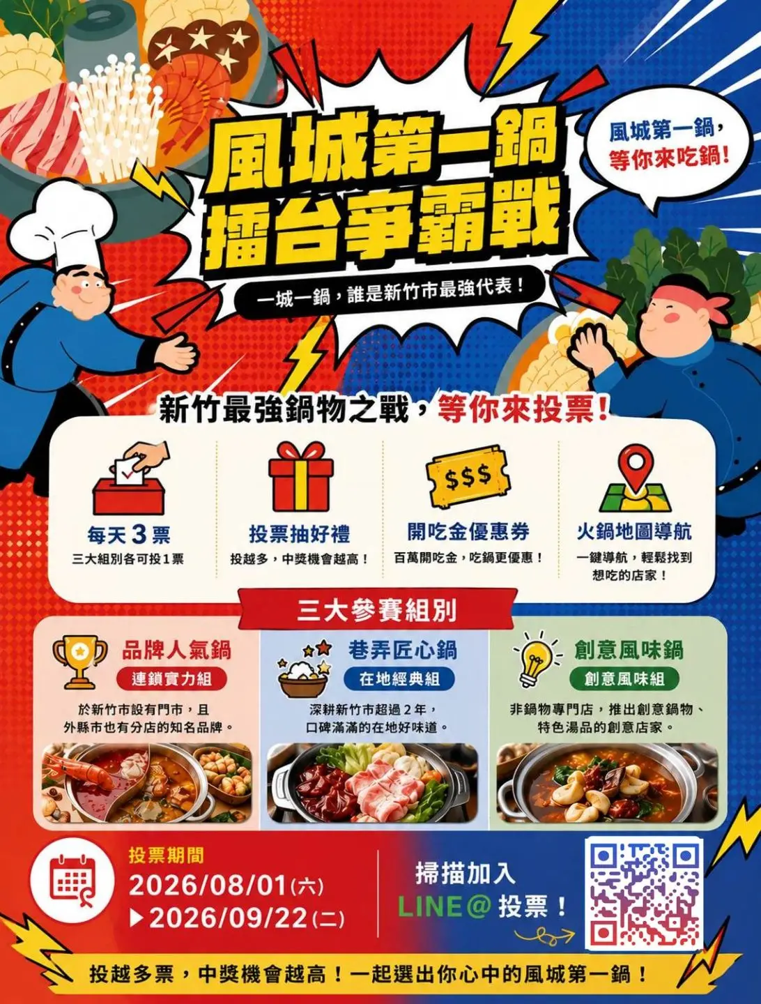 「風城第一鍋」投票活動海報。新竹市政府提供