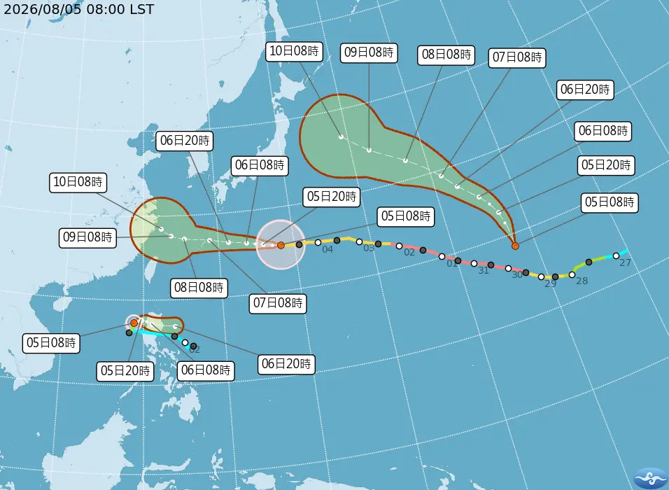 颱風、熱帶低壓動態。氣象署提供