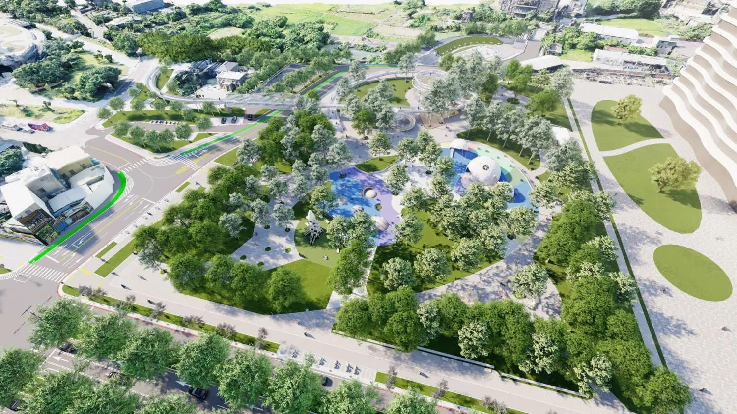中油油庫市地重劃區星際探索主題共融式公園規劃圖。新竹市政府提供