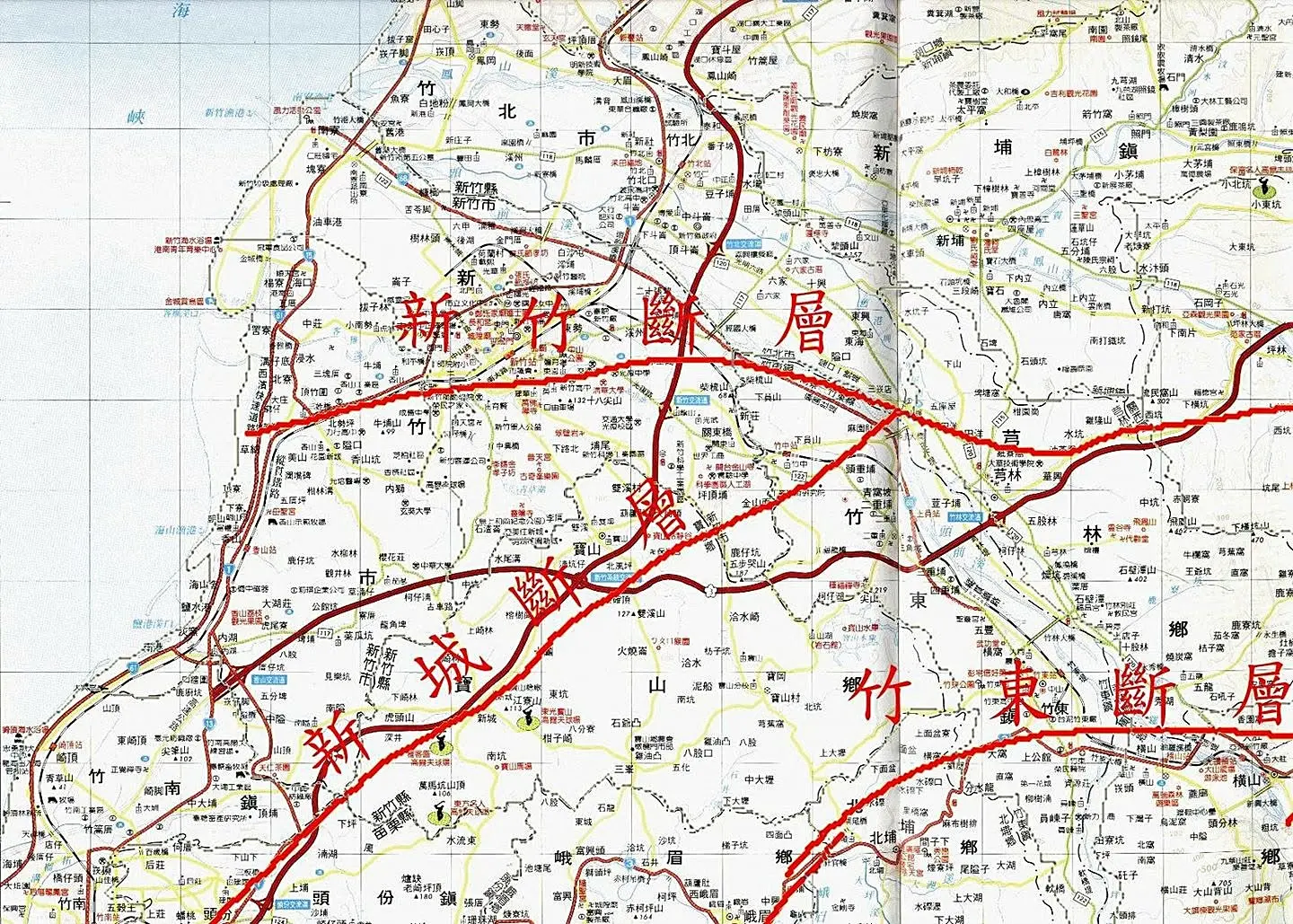 新竹斷層與新城斷層的示意圖。陳權欣提供
