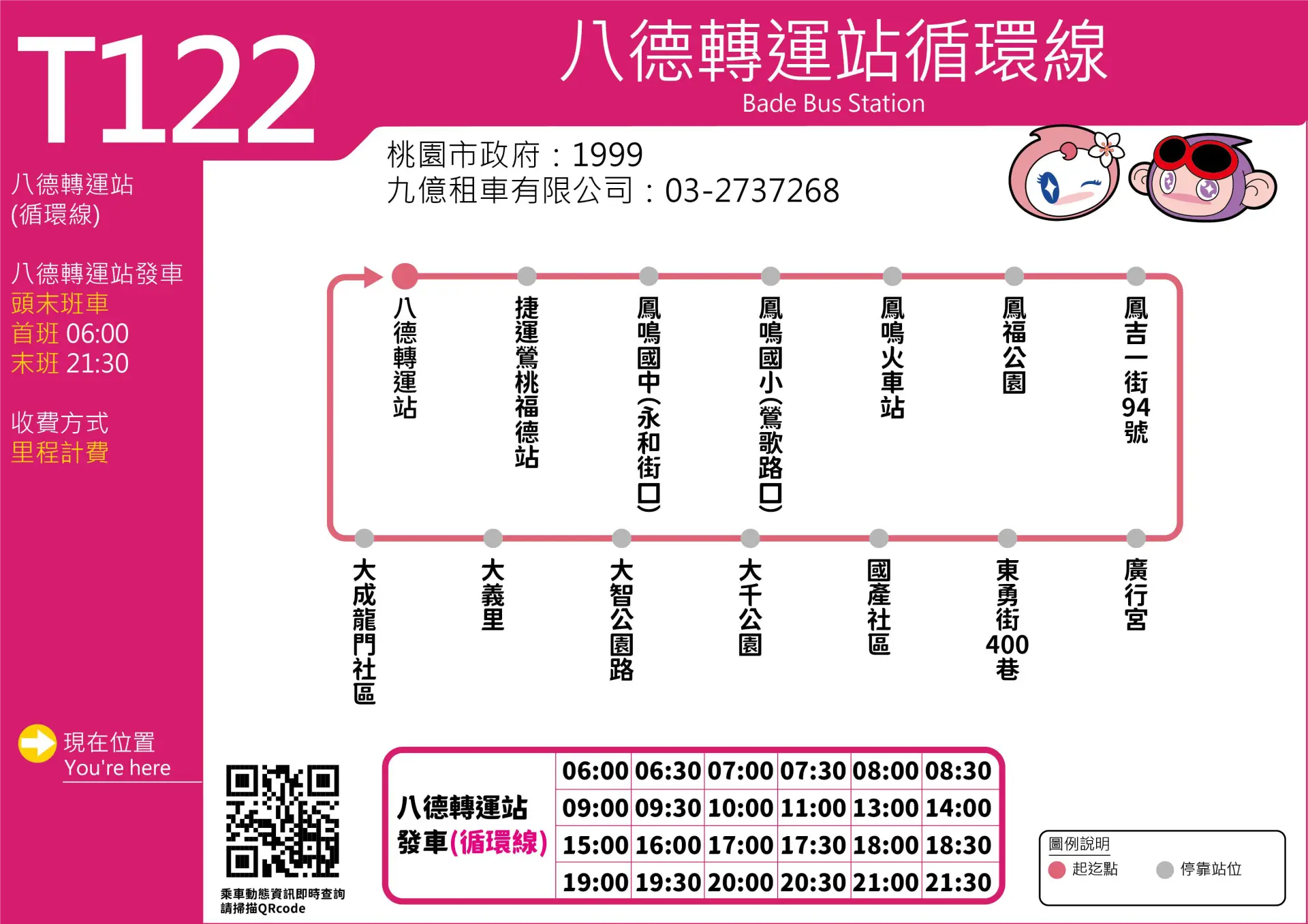 【T122】八德轉運站－捷運鶯桃福德站－八德轉運站（循環線）。桃市交通局提供