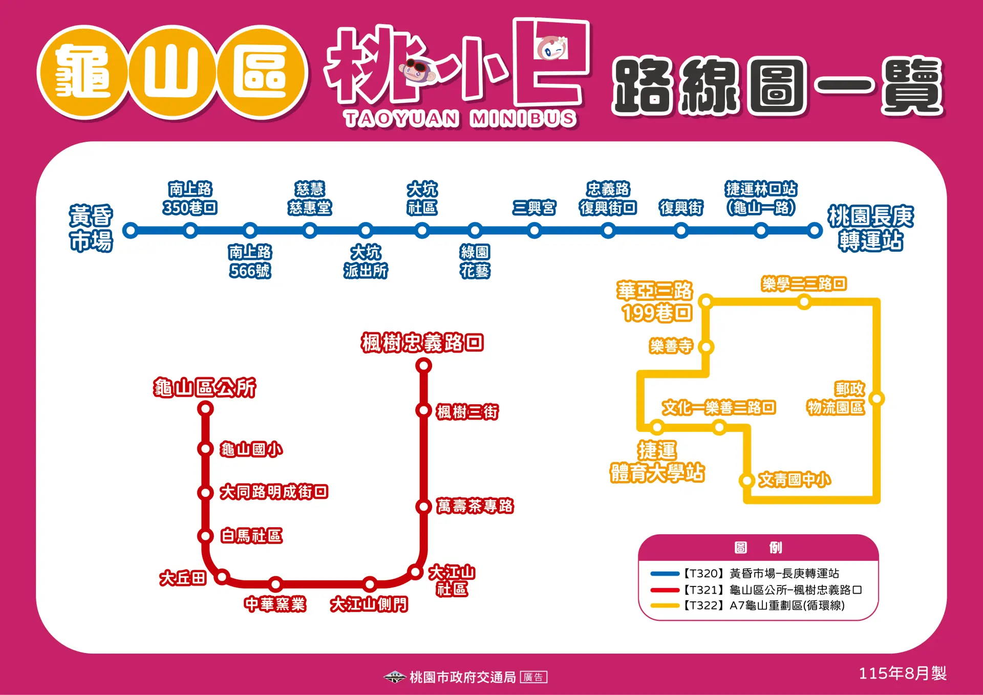 龜山區桃小巴路線圖。桃市交通局提供