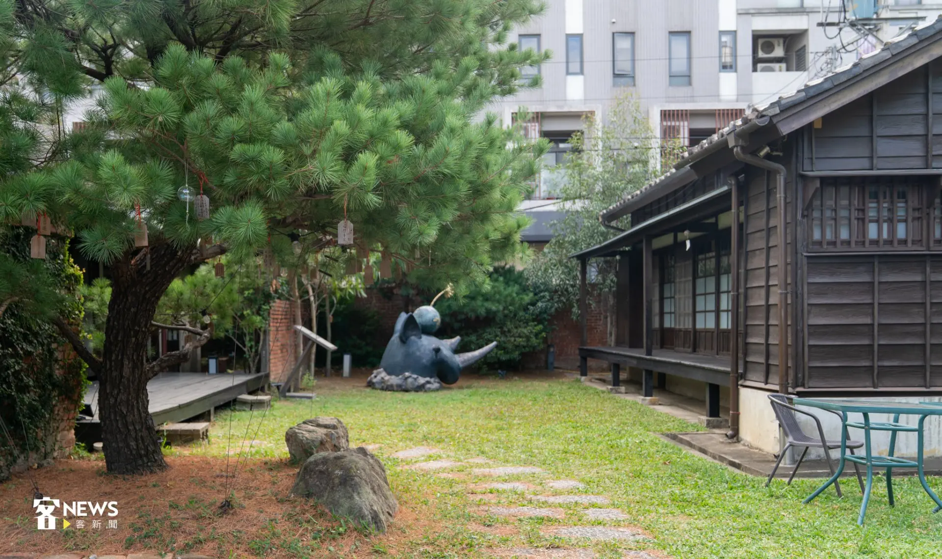 蕭如松藝術園區是日治時期留下的校舍聚落，以日式庭園風聞名。李宥妍攝