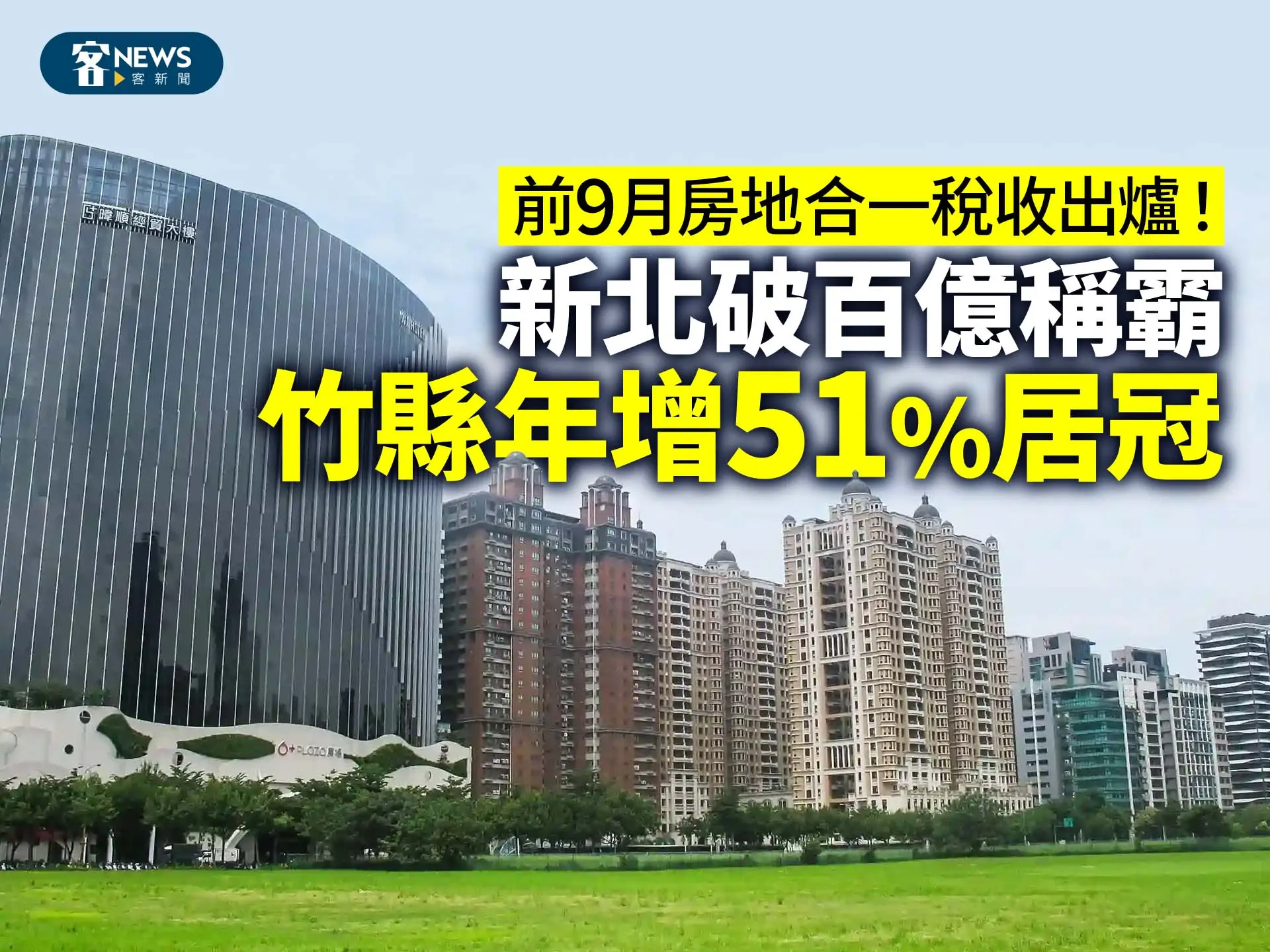 前9月房地合一稅收出爐！新北破百億稱霸　竹縣年增51%居冠