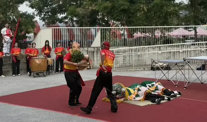 現場安排客家武獅展演，展現傳統武術與舞獅文化。新竹縣客家武術舞獅發展協會提供