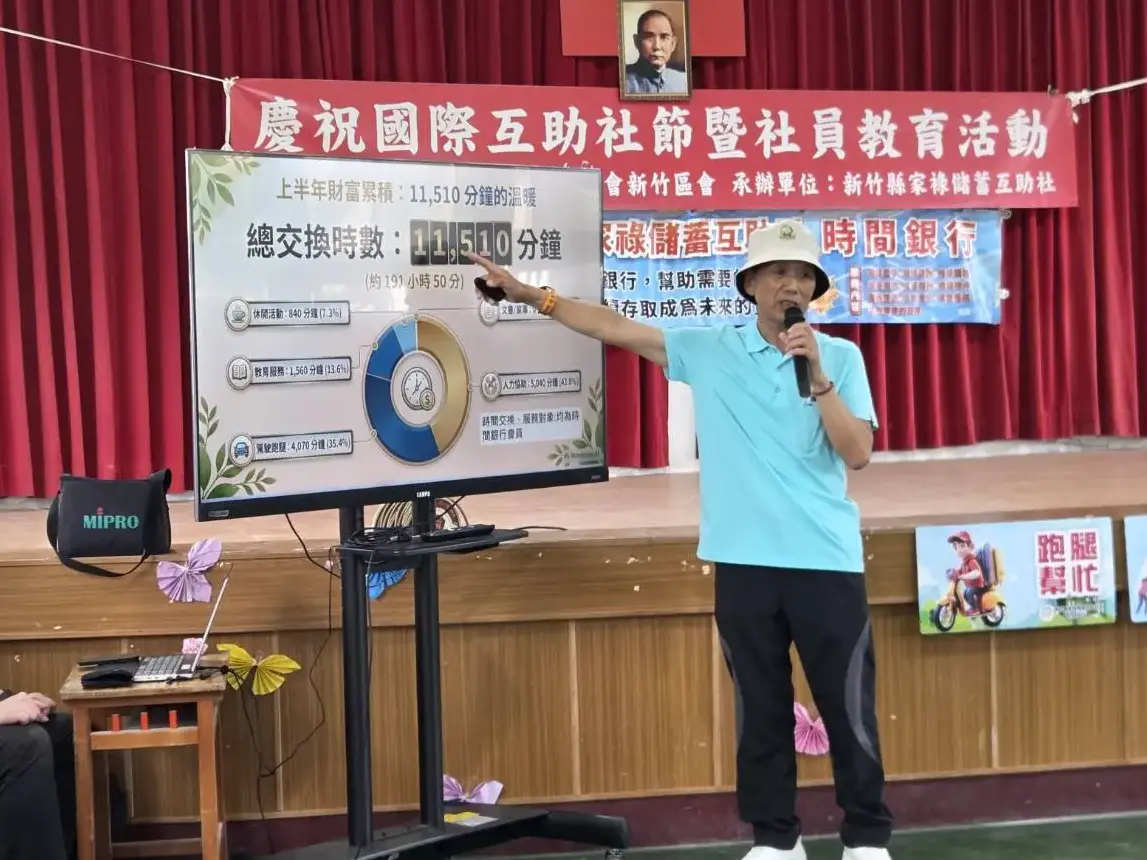 今年度上半年累積的時間銀行時數1.1萬分鐘。新竹縣政府提供