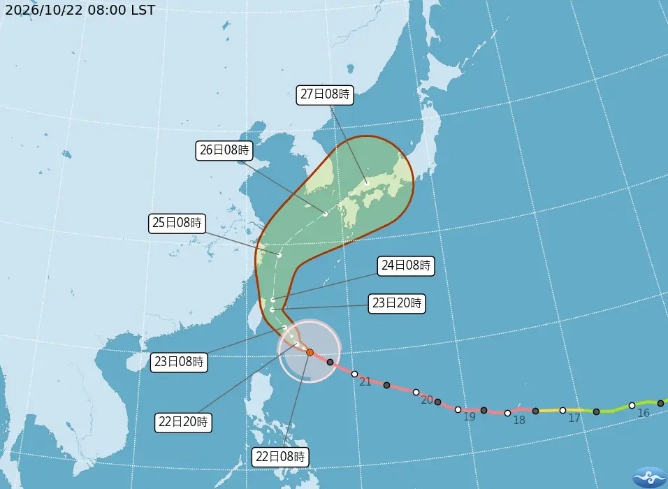 強颱薔琵預測路徑。中央氣象署提供