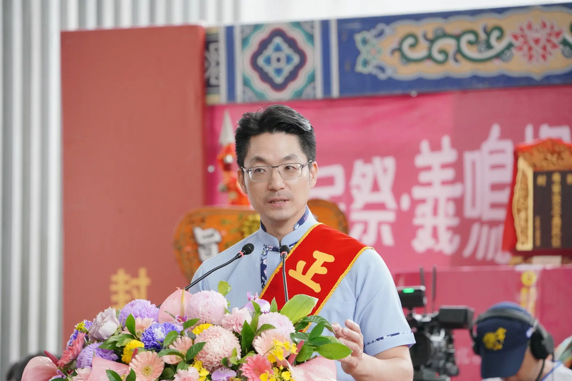 台北市長蔣萬安擔任台北義民祭正獻官,致詞時表示任內推動台北客家走向國際。莊勝鴻攝